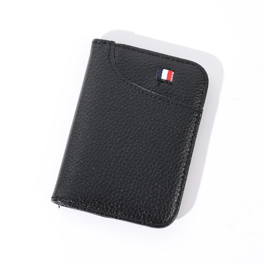 Slim PU Leather Card Wallet - Portable Mini Credit Card Holder for Men with Thin Compact Pocket Design