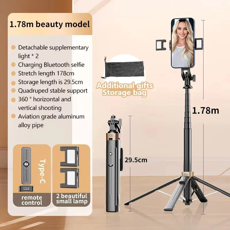 Xiaomi Tripod Selfie Stick β Bluetooth Mobile Tripod Stand with Remote Control, Ring Light & Telescopic Rod