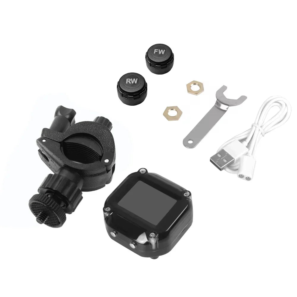 M5 Combination Motorcycle Tire Pressure Monitor - Digital Display, External Wireless Tire Pressure Detector