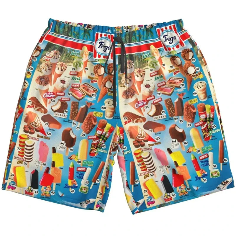 Men’s Ice Cream Hawaiian Shirt - Summer Beach Print Short Sleeve Casual Top with Original Design