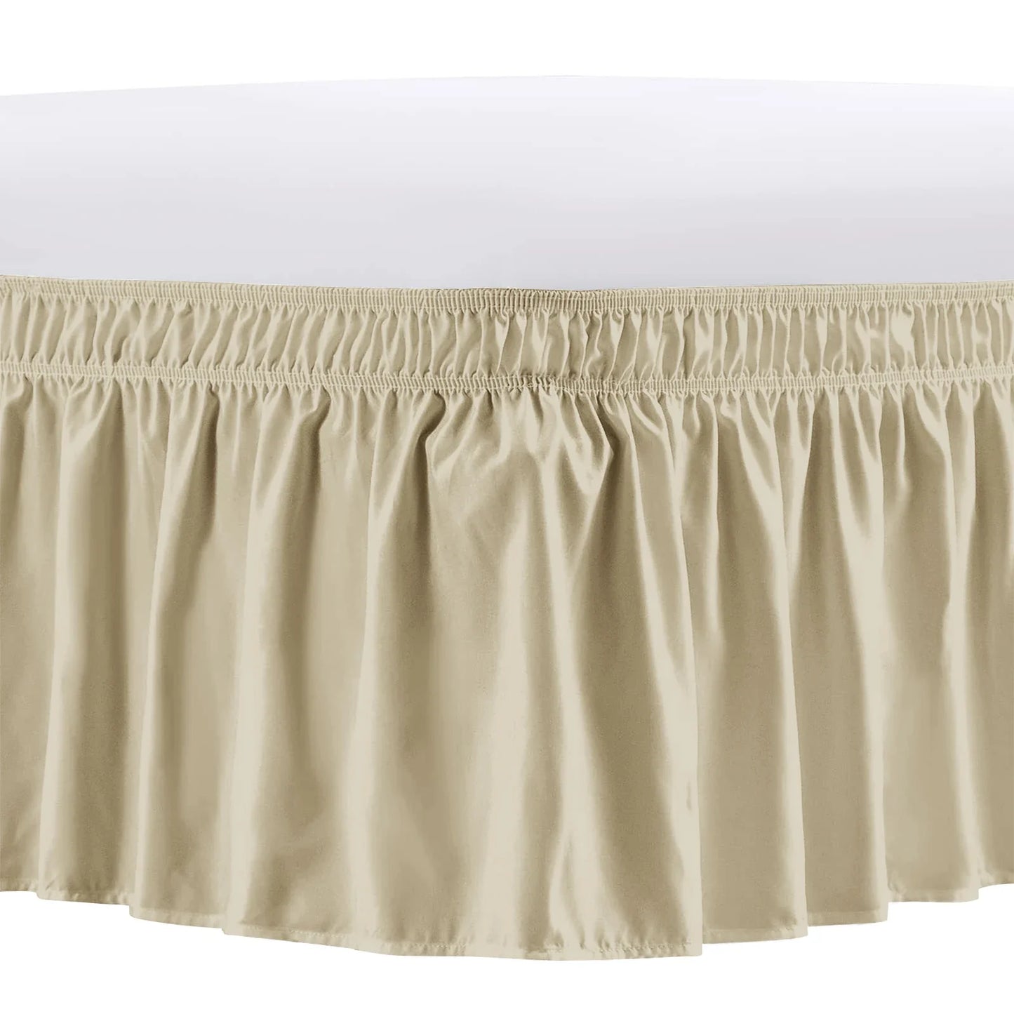 Elastic Wrap Around Bed Skirt – Wrinkle, Fade & Shrink Resistant Easy Fit Dust Ruffle for Adjustable Beds