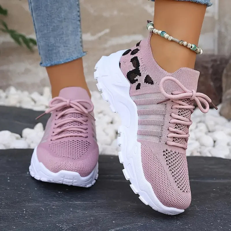 Women’s 2025 Leopard Print Sneakers – Lightweight Breathable Casual Shoes for Sale