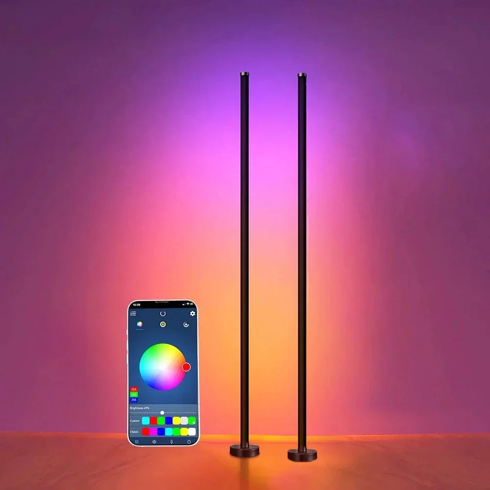 Smart LED Floor Lamp – RGB Music Sync, Remote & APP Control, Timer Modern Mood Standing Lamp for Living Room & Gaming Corner Lighting