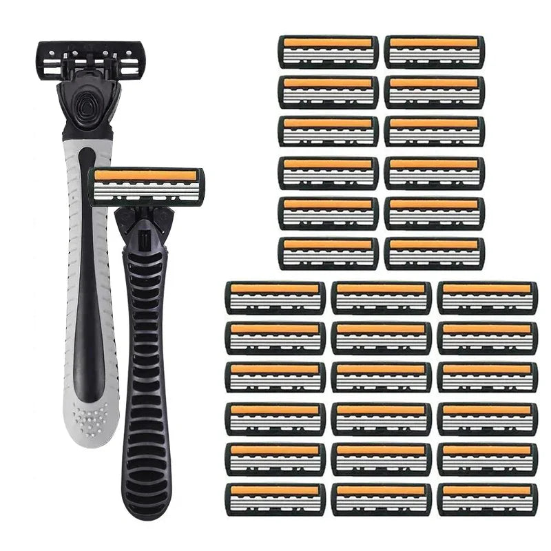 3-Layer Stainless Steel Manual Razor for Men – Washable Travel & Home Shaver for Daily Face Care