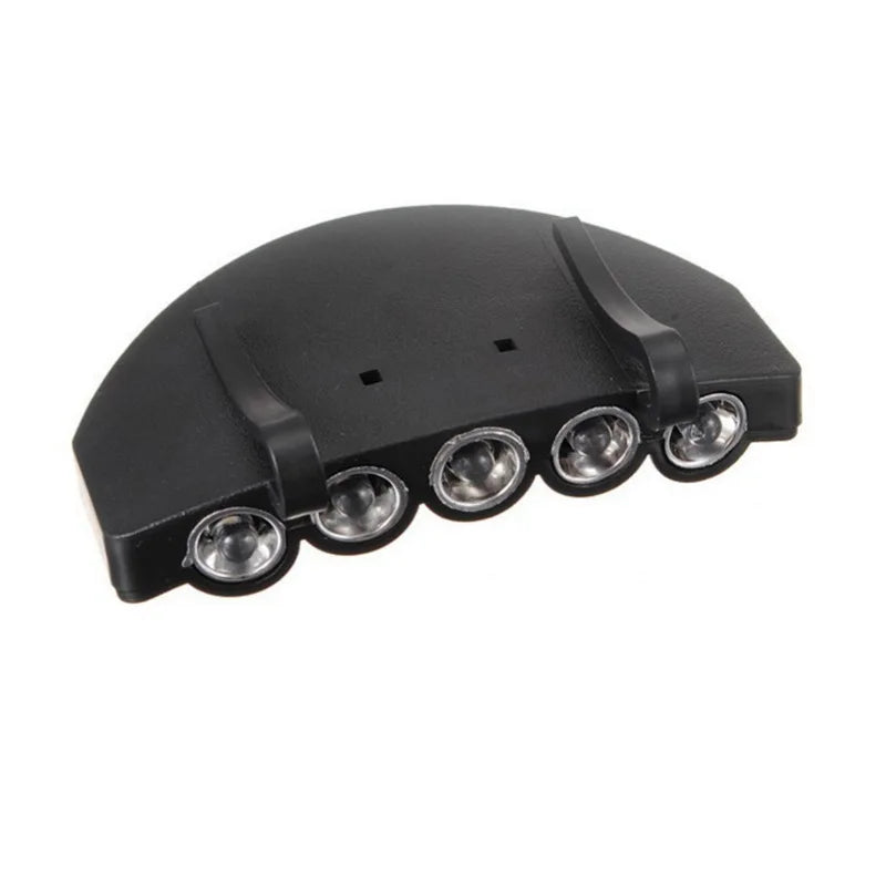 Portable 5 LED Clip Hat Light - Waterproof Headlamp Flashlight for Night Running, Fishing & Outdoor Activities