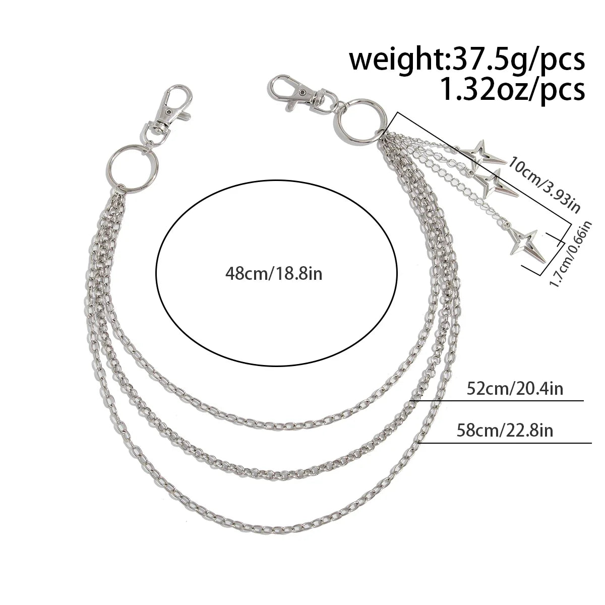 Punk Multilayer Star Pant Chain - Metal Hip Hop Waist Chain Keychain for Women, Jeans & Trendy Fashion Accessories