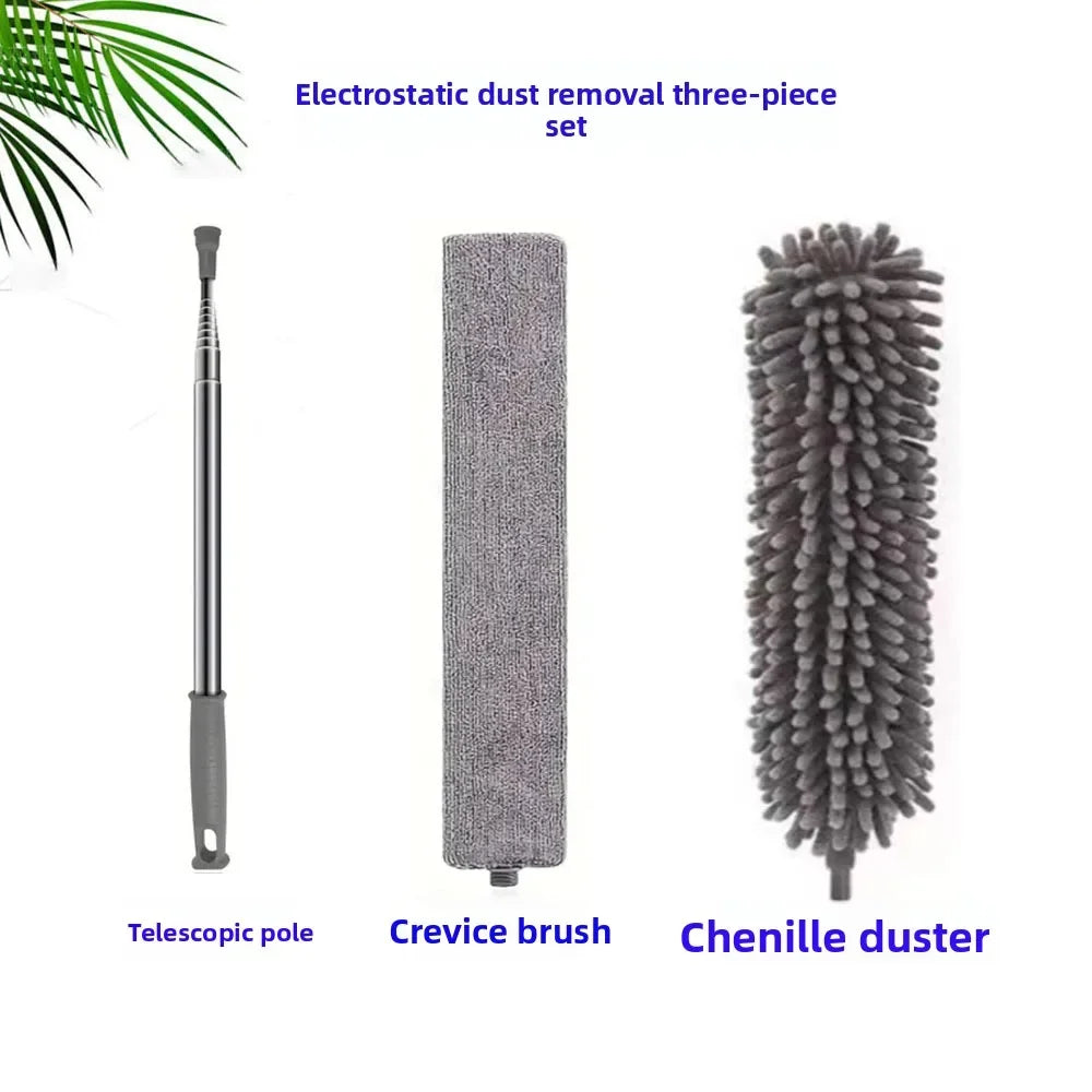 Electrostatic Chenille Duster - Retractable Long Pole Cleaning Tool for Windows & Home Dust Removal