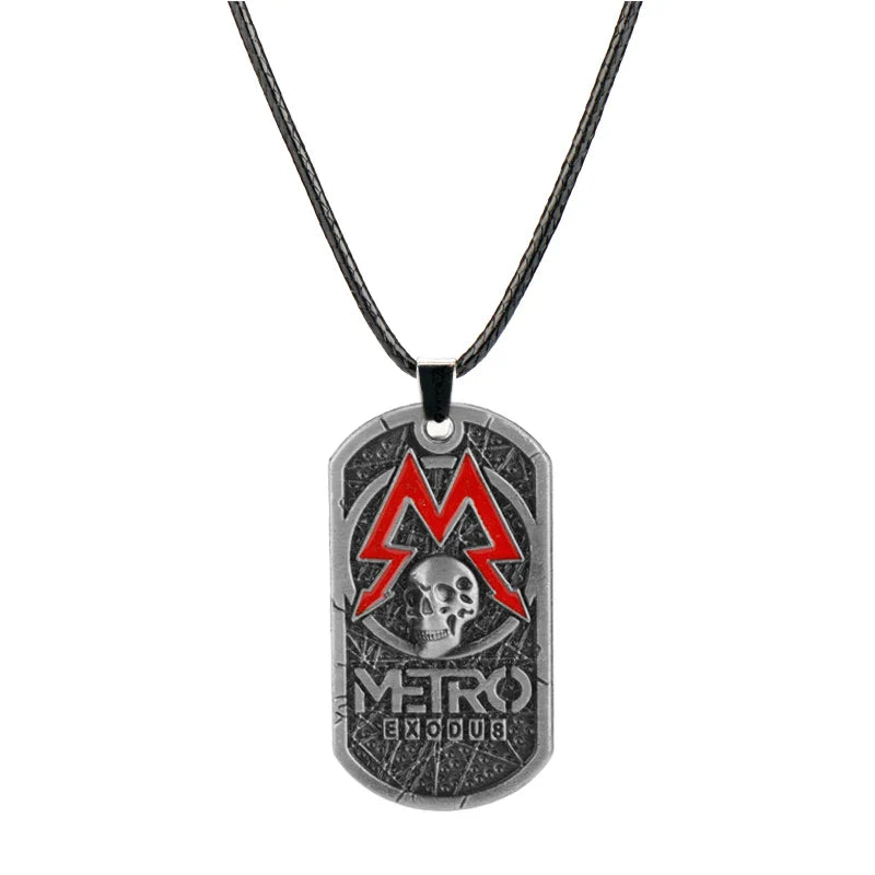 Metro Exodus 2033 Dog Tag Necklace β Retro Skull Pendant, Unisex Gamer Jewelry Gift