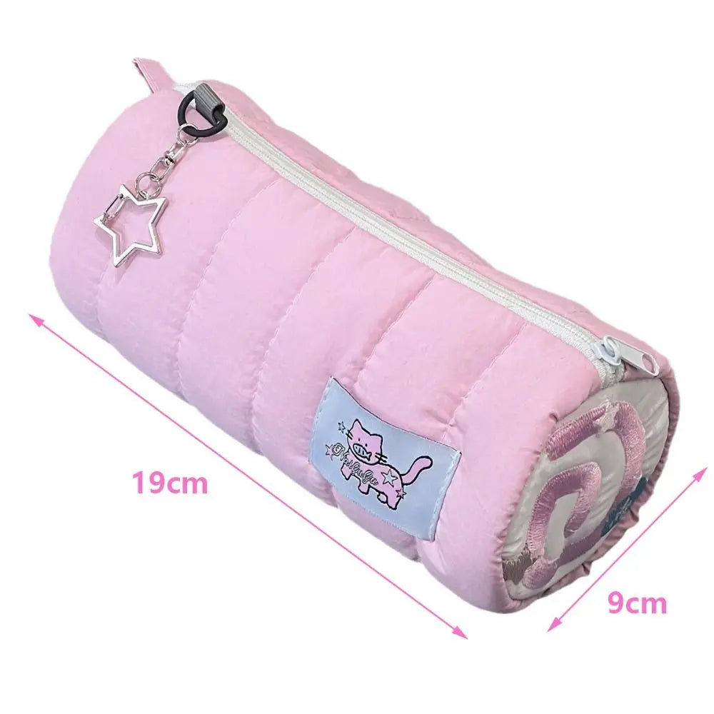 Large Capacity Pink Pencil Case - Soft Touch Pen Bag Stationery Storage Organizer for Students & Gifts