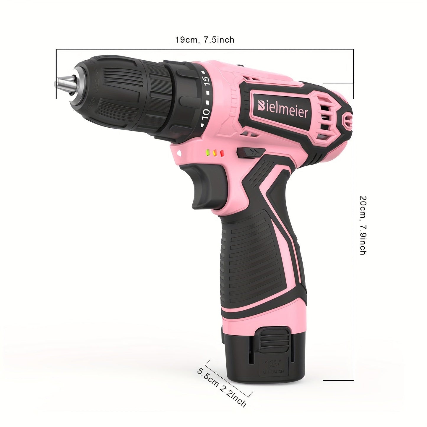 Bielmeier 12V Pink Cordless Drill Set & 20V 58pcs Black Cordless Drill Set – Essential Women's Power Tool Set for Home Projects, Stylish Pink Accessories for Home Maintenance