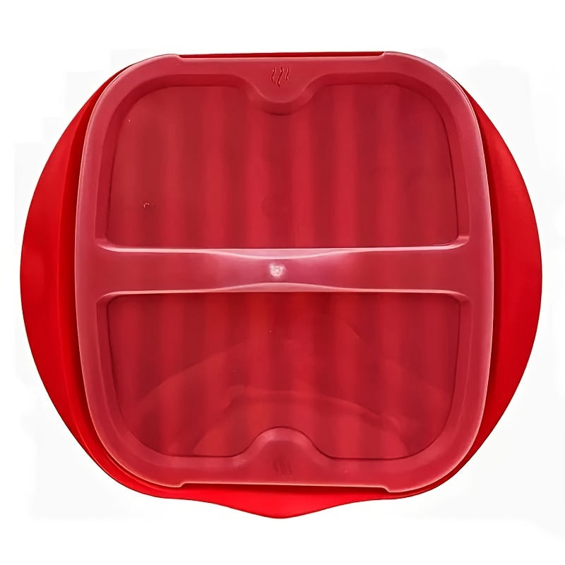 Microwave Grill Tray Set with Cover – Quick Cooking Plastic Meat Rack, Sauce Drip Plate and Pizza Serving Dish – Microwaveable Kitchen Cookware Set