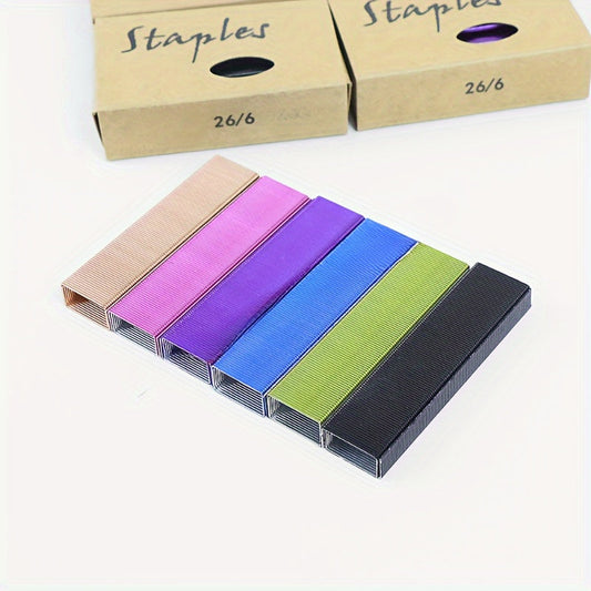 1000pcs Colorful Stapler Set - Universal Office Supplies for Document and Book Stapling, Made of Durable Metal Materials