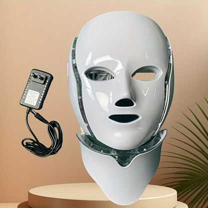 Plug-in 7-Color LED Face & Neck Care Mask – LED Skin Treatment Mask for Facial Rejuvenation