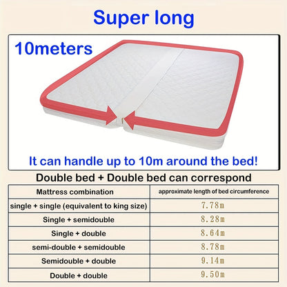 Bed Strap Mattress Joiner – 33ft Long Bed Connector Strap with Adjustable Buckle, Reduces Burden and Keeps Mattresses Together