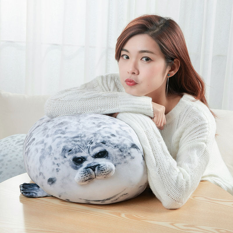 Angry Blob Seal Pillow – Chubby 3D Sea Lion Plush Stuffed Toy & Sleeping Throw Pillow for Kids & Girls