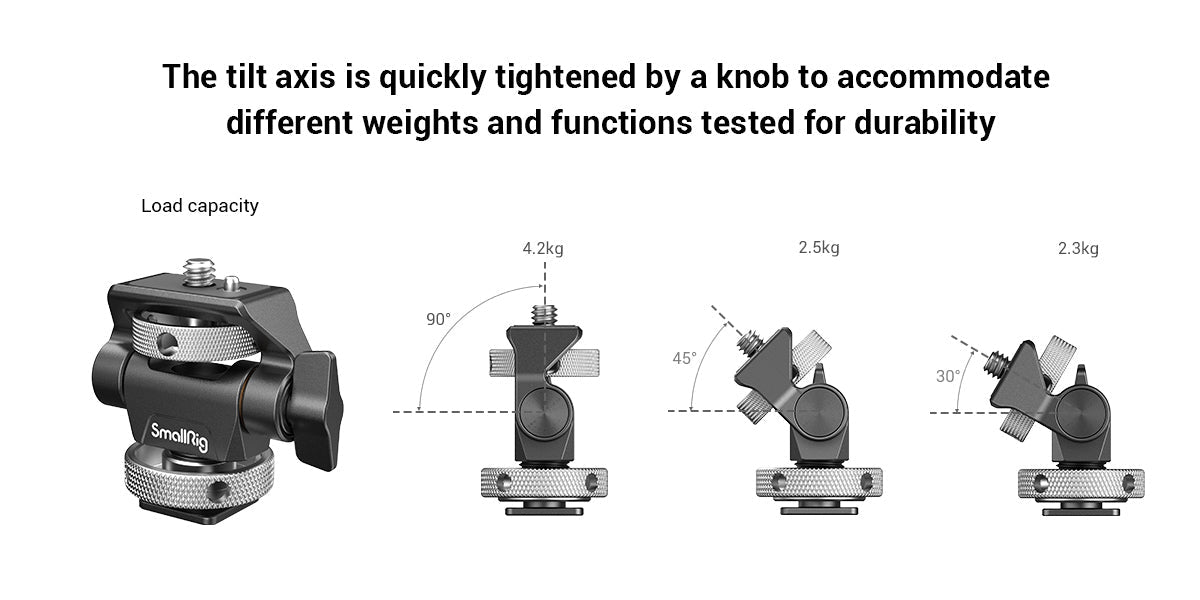 SmallRig DSLR Camera Clamp – Swivel & Tilt Adjustable Monitor Mount with Screws for Monitor, Flash Light & DIY Attachment (2903B)