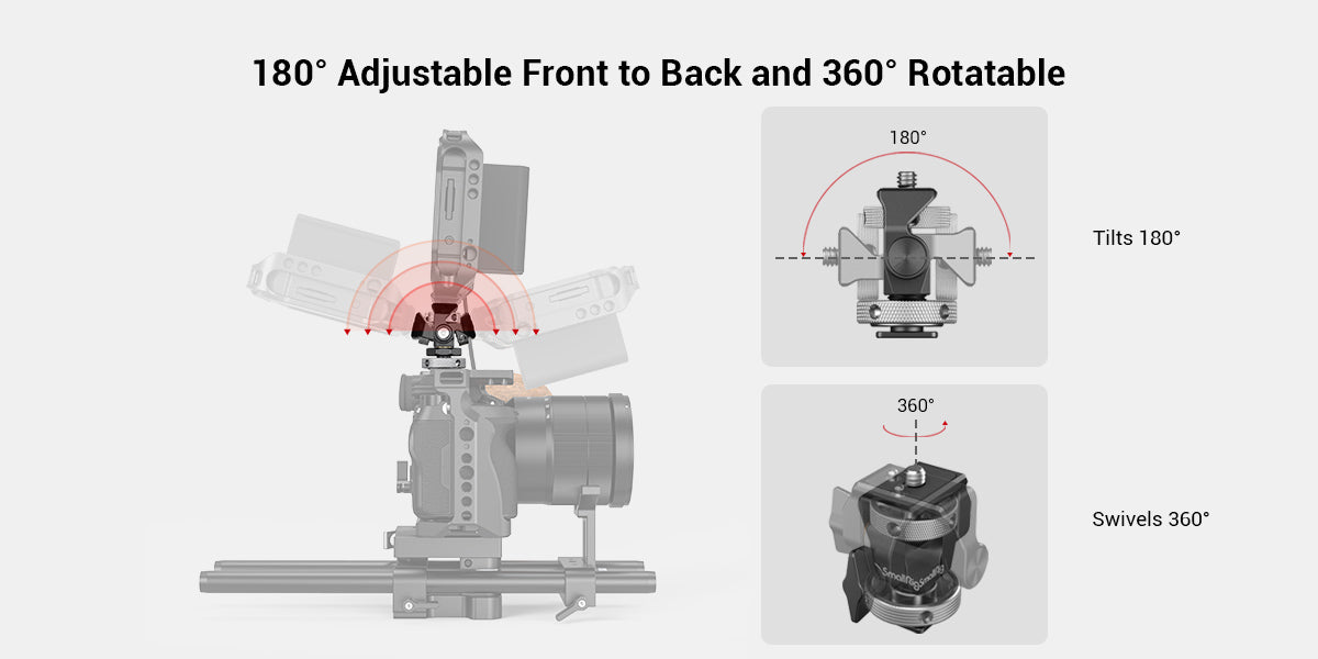 SmallRig DSLR Camera Clamp – Swivel & Tilt Adjustable Monitor Mount with Screws for Monitor, Flash Light & DIY Attachment (2903B)