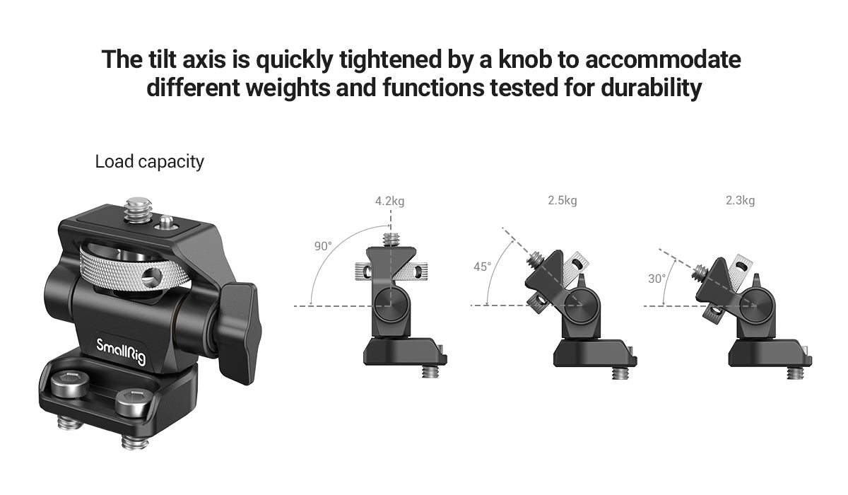 SmallRig DSLR Camera Clamp – Swivel & Tilt Adjustable Monitor Mount with Screws for Monitor, Flash Light & DIY Attachment (2903B)