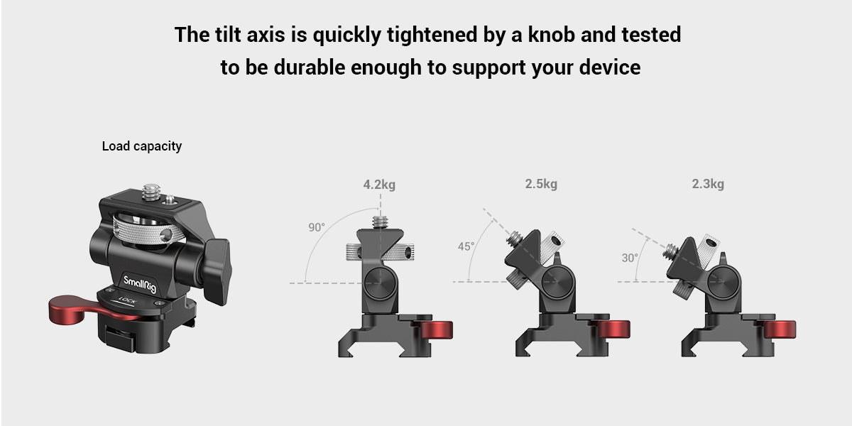 SmallRig DSLR Camera Clamp – Swivel & Tilt Adjustable Monitor Mount with Screws for Monitor, Flash Light & DIY Attachment (2903B)