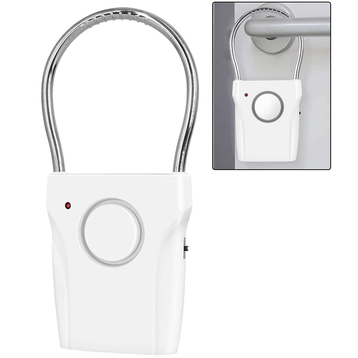 120dB Door Handle Alarm - Portable Security Alarm with 3 Adjustable Settings, Battery Operated for Travel, Hotel, and Apartment Safety