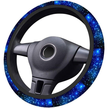 Blue Milky Way Sky Print Steering Wheel Cover - Anti-Slip, Elastic Universal Fit, 15" Protector for Cars, SUVs and Trucks