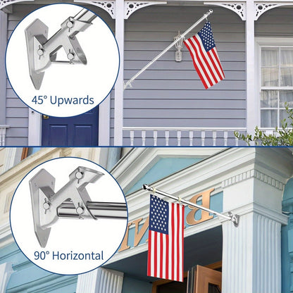 6FT Stainless Steel Flagpole Kit – Tangle-Free Flagpole with Upgraded Bracket, Residential or Commercial Use, for Proud American Flag (No Flag, Silvery)