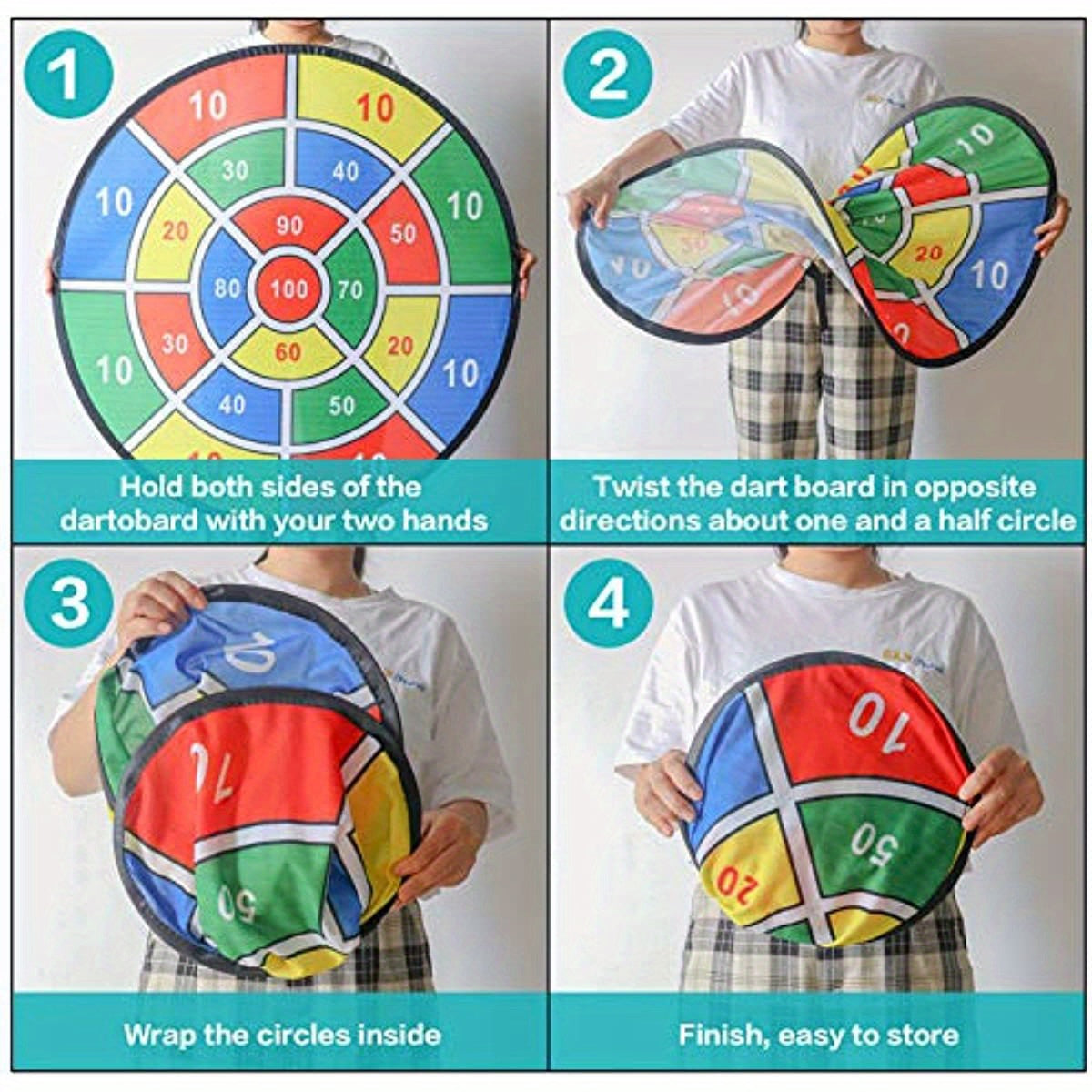 29" Double-Sided Dart Board – Large Dart Board with Sticky Balls and Darts, Indoor/Outdoor Fun Game for Boys and Girls
