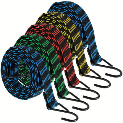 Heavy Duty Bungee Cords with Hooks – Elastic Luggage Straps, Anti-Slip Flat Rope for Motorcycles & Bicycles