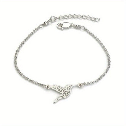 Elegant Stainless Steel Hummingbird Bracelet - Stylish Neutral Accessory for Men & Women, Perfect for Any Occasion