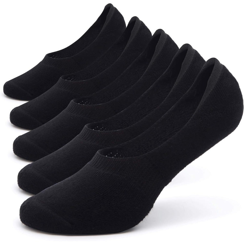Socks 5-Pack - Women's Thick Cushioned Non-Slip Boat Socks, Low Cut Athletic Socks for Casual Wear