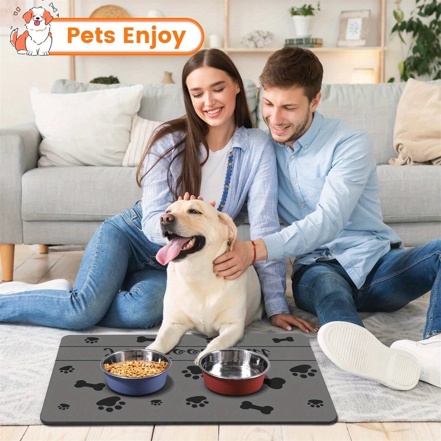 Super Absorbent Dog Bowl Mat - Quick-Dry Feeding Mat for Food and Water, Easy-Clean Dog Food Mat for Floors