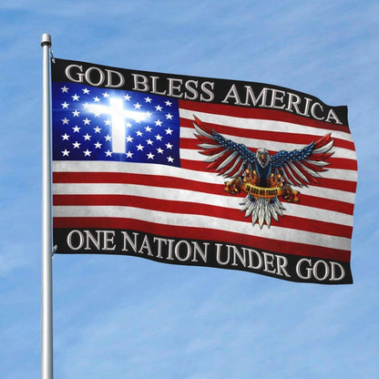 God Bless America Flag with Eagle & Cross – 3x5ft Double-Sided Polyester Patriotic Banner, Christian Religious Outdoor Decor