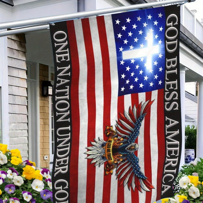 God Bless America Flag with Eagle & Cross – 3x5ft Double-Sided Polyester Patriotic Banner, Christian Religious Outdoor Decor