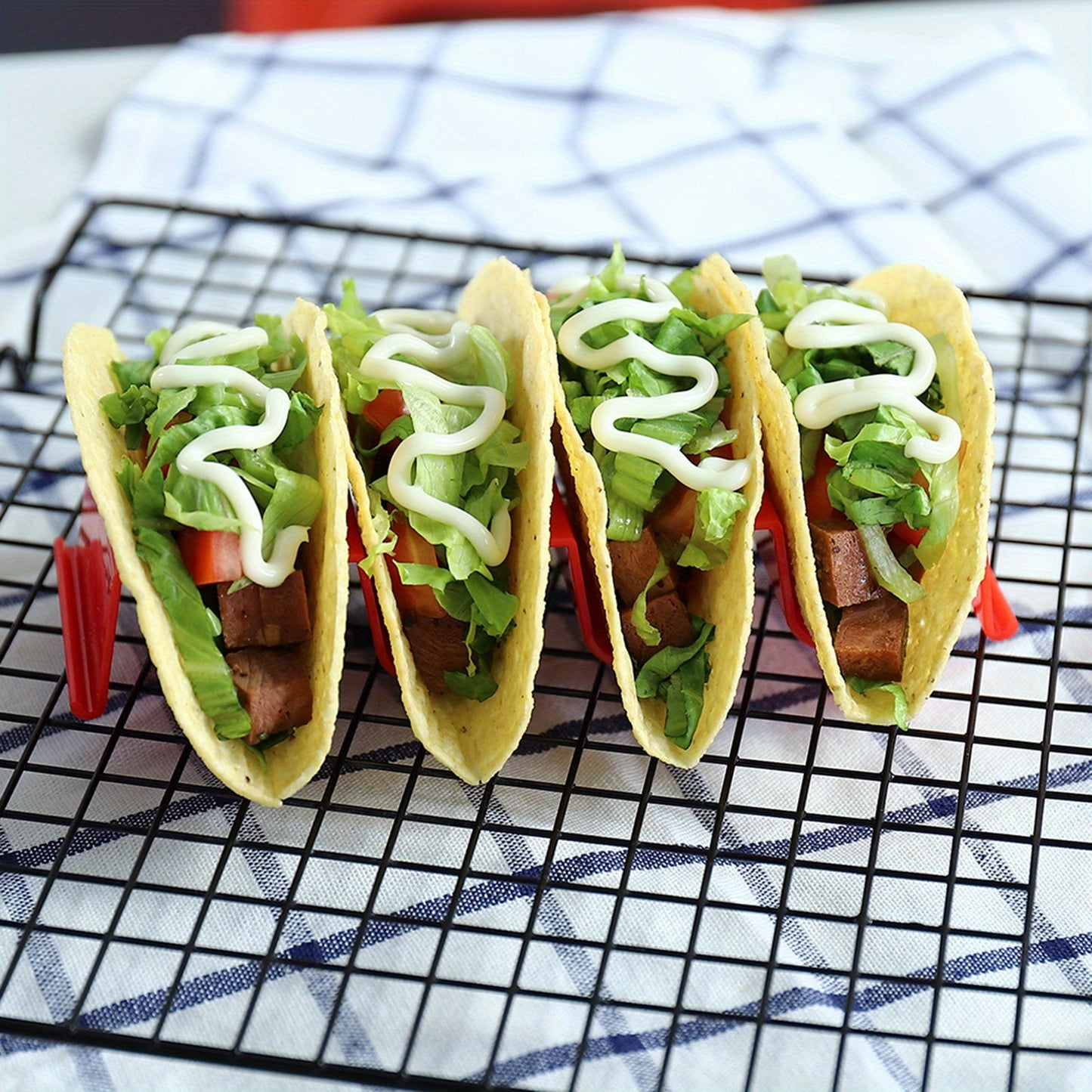 1-6 Pack Multicolor Taco Holder Stands - BPA-Free PP Plastic Wave Design, Holds 4 Tacos Each, Dishwasher Safe, Durable Space-Saving Taco Shells Holder for Party and Home Use