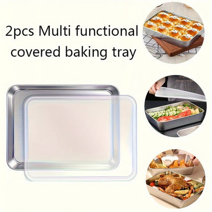 Stainless Steel Baking Set with Lids – Non-Stick, BPA-Free Pans for Cakes, Veggies & More