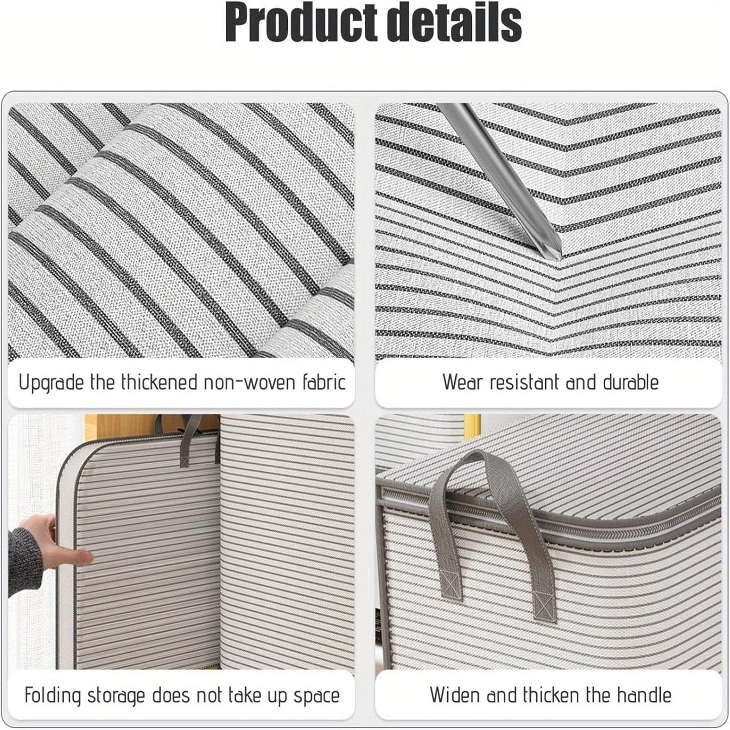 Extra Large Foldable Storage Bag with Durable Handles - Portable Closet Organizer for Clothes, Blankets, and Bedding - Sturdy, Breathable and Collapsible Design