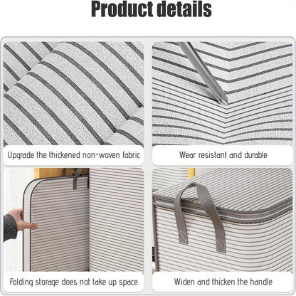 Extra Large Foldable Storage Bag with Durable Handles - Portable Closet Organizer for Clothes, Blankets, and Bedding - Sturdy, Breathable and Collapsible Design