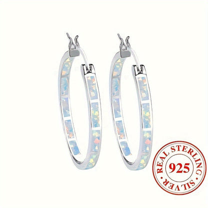 New 925 Sterling Silver Hypoallergenic Earrings with Opal - Elegant Bohemian Women's Earrings