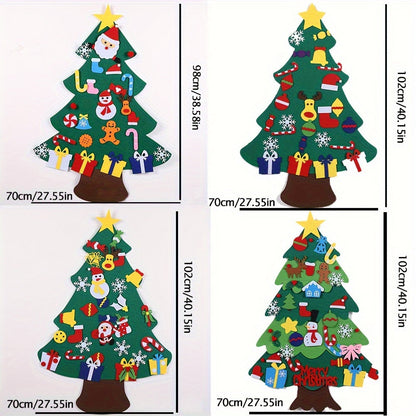 33 Piece DIY Felt Christmas Tree Set – Decorations, Snowman Advent Calendar, Wall Hanging Craft Kit for Home, Christmas Party Supplies and Gift