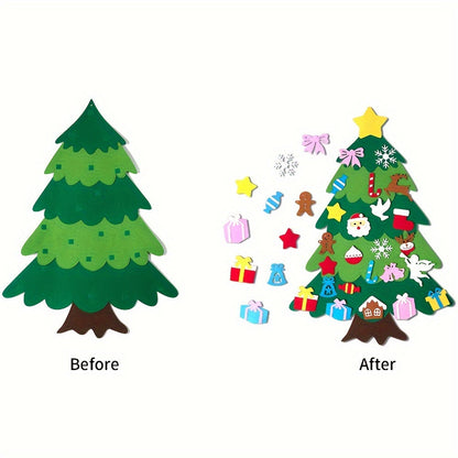 33 Piece DIY Felt Christmas Tree Set – Decorations, Snowman Advent Calendar, Wall Hanging Craft Kit for Home, Christmas Party Supplies and Gift