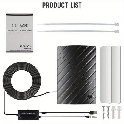 Digital HDTV Antenna - 5600 Miles Long Range, 4K 1080P, Waterproof for Outdoor & Indoor Use with Amplifier Signal Booster for Clear TV Reception