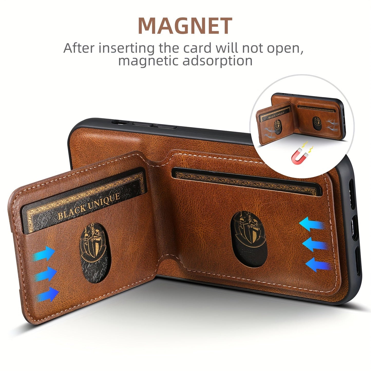 Suteni Luxury PU Leather Card Holder Phone Case - Compatible with iPhone 15 Pro Max, 14 Plus, 13, 12, 11, XR, XS Max