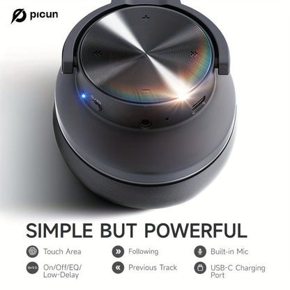 Picun B8 Elite Hi-Fi Wireless Headphones - 120-Hour Battery, 3 EQ Modes, Foldable, Crystal-Clear Mic, Sound Isolation, Type-C Fast Charging