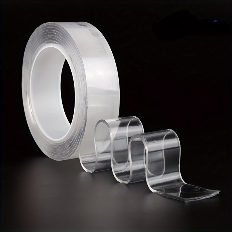 3 PCS Heavy Duty Double-Sided Tape – Reusable, Traceless, Strong Sticky Tape Strips, Multipurpose Washable Nano Tape for Home, Office, Car