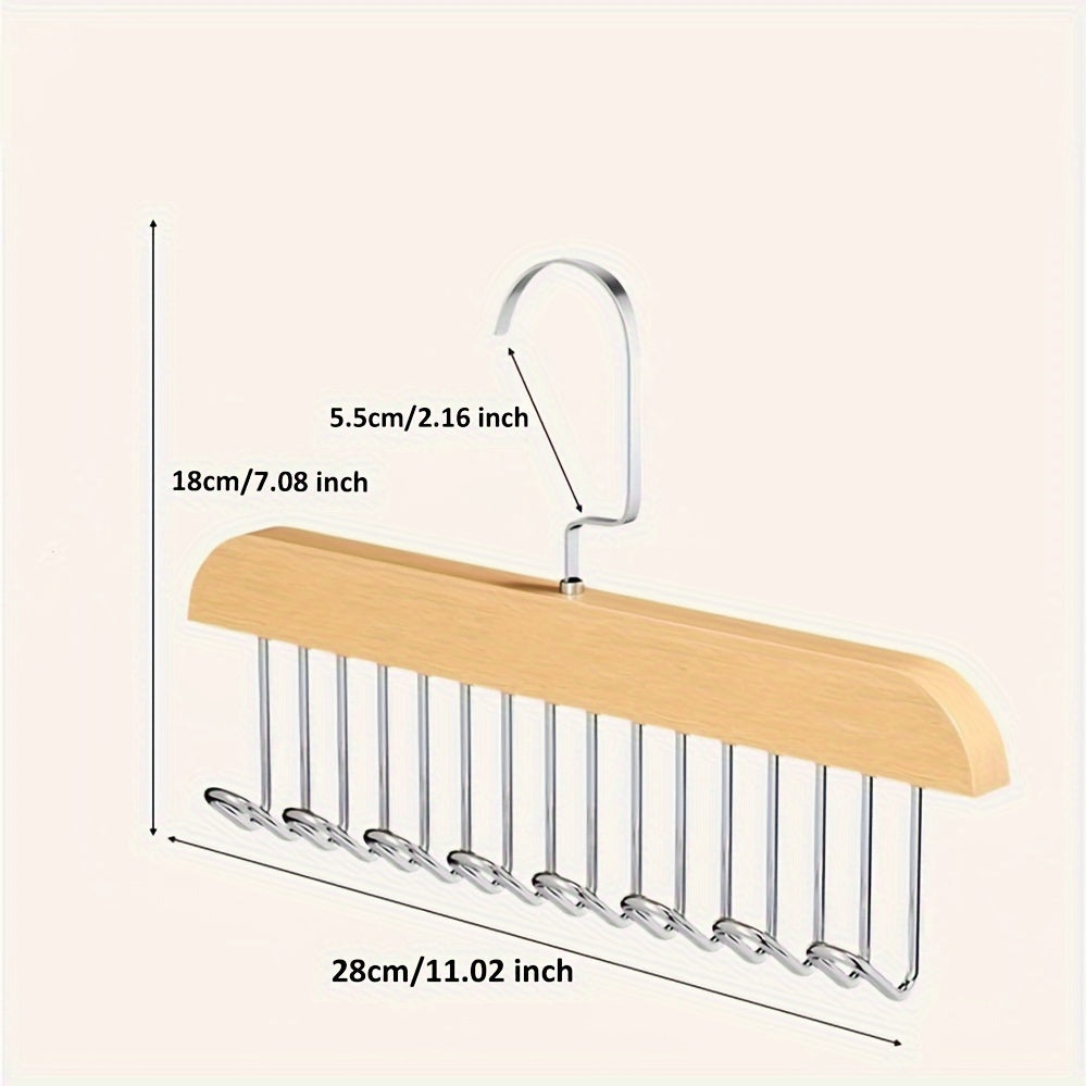 Bra Hanger for Closet – 3-Pack Tank Top Hanger with 8 Hooks, Space-Saving Wooden Organizer for Bras, Camisoles, Swimsuits & Dresses, 360° Rotating, Dorm & Apartment Storage