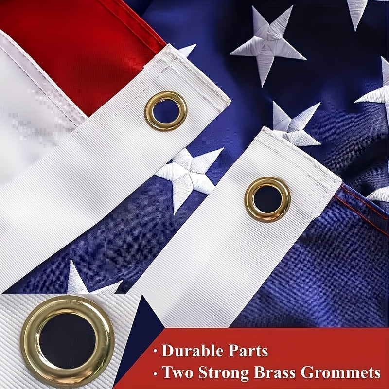 Premium 3x5ft American Flag – Embroidered Stars, Stitched Stripes, Durable & Fade-Resistant with Brass Grommets for Outdoor Use
