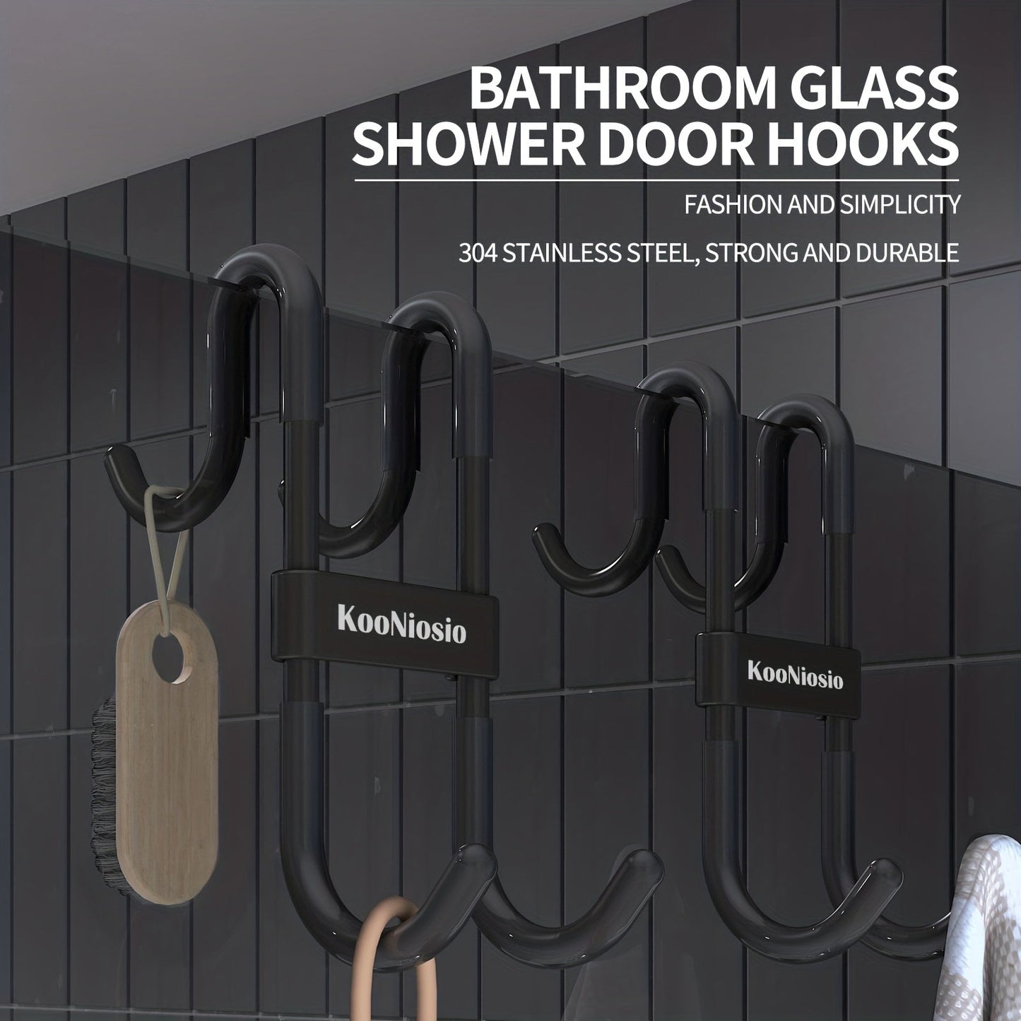 1/2/3Pcs Shower Door Hooks - Metal Hanging Hook for Clothes, Coats & Towels, Multifunctional Strong Bearing Bathroom Glass Door Hook
