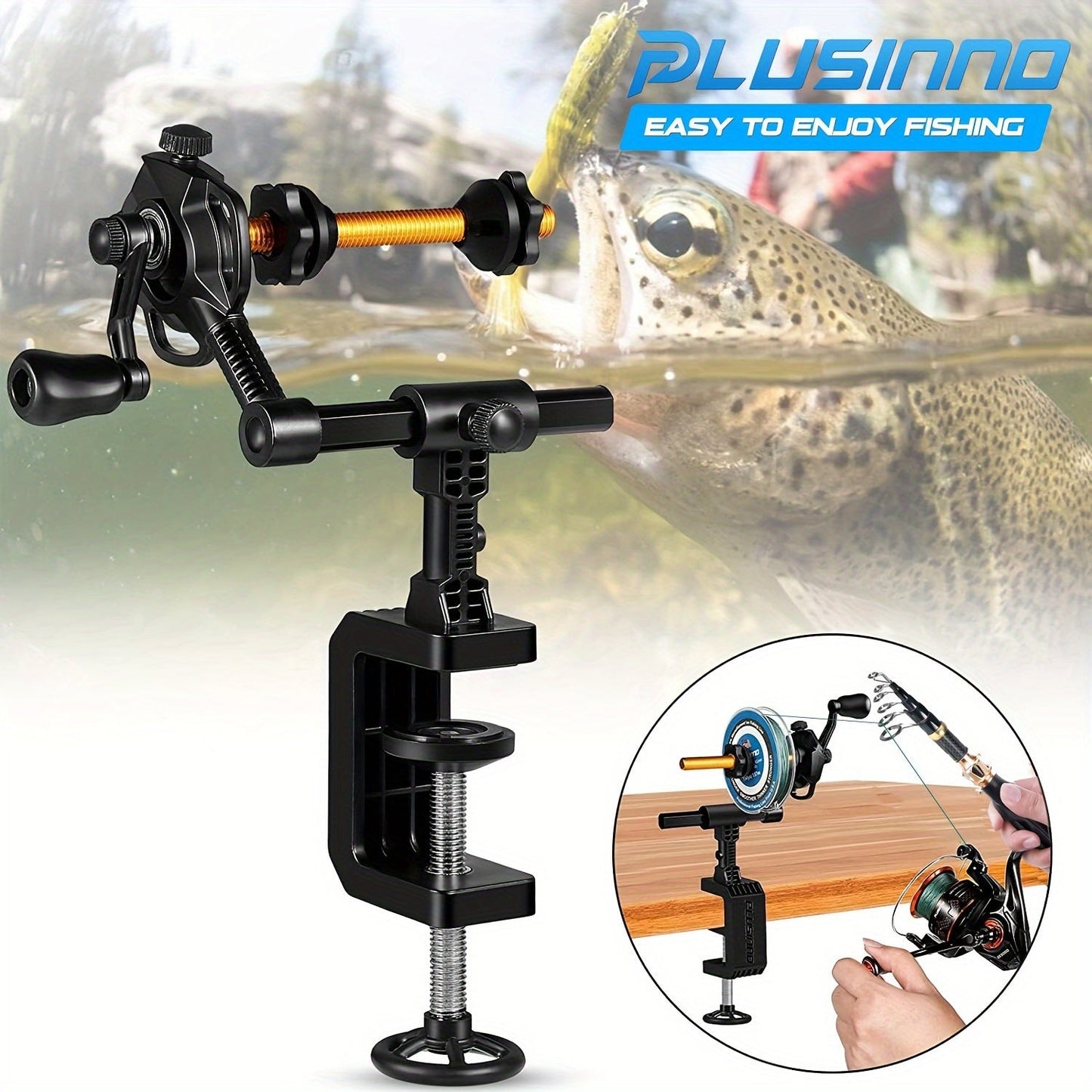PLUSINNO Fishing Line Spooler with Unwinding Function - Versatile Spooling Station for Spinning and Cast Reels, No Line Twist