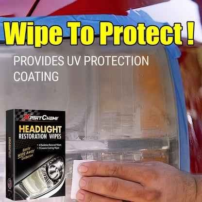Universal Headlight Restoration Kit with Oxidation Remover and Ceramic Coating Wipes – Efficient Car Headlamp Cleaning, Polishing and Restoration System for Long-Lasting Professional Results