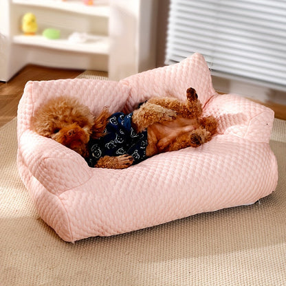 Breathable Ice Silk Pet Sofa Bed for Cats - Removable Polyester Cover, Ideal for Spring / Summer Comfort